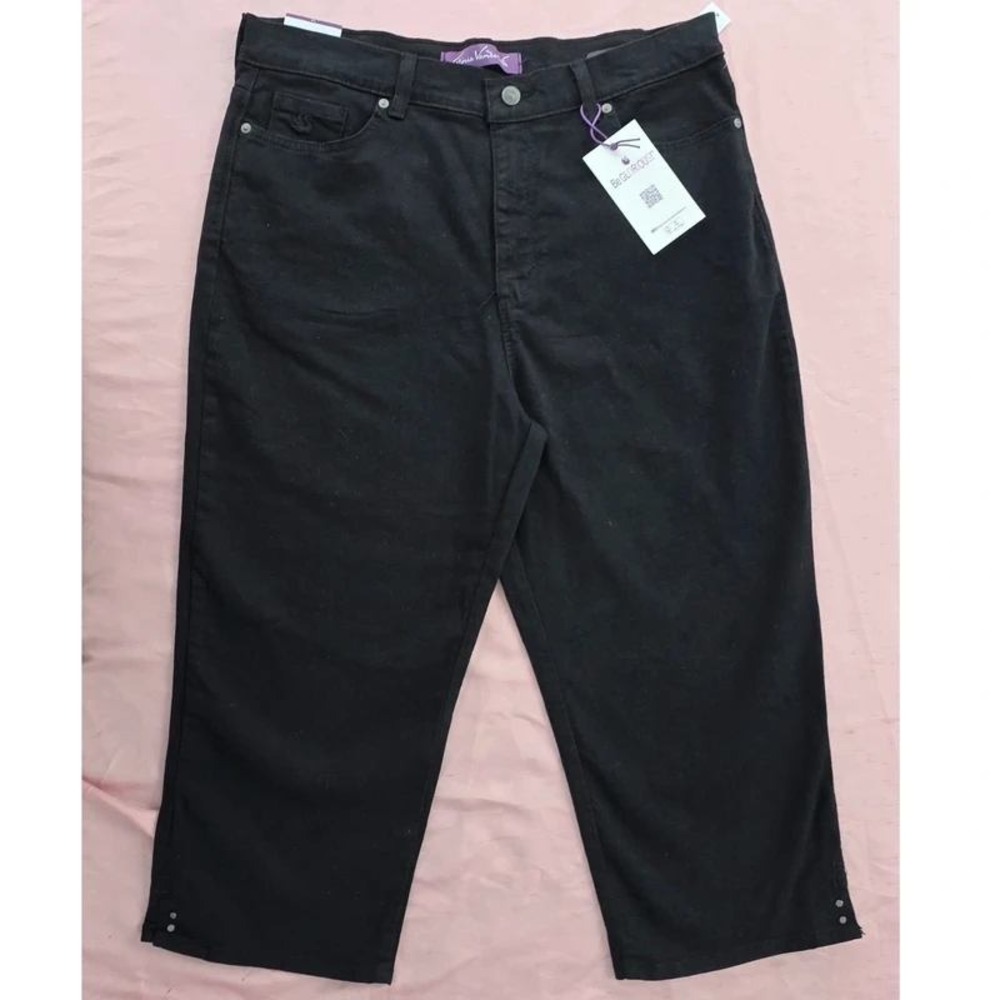 Gloria Vanderbilt Amanda Capri Black Slimming Panel Jeans Womens 14 NWT
